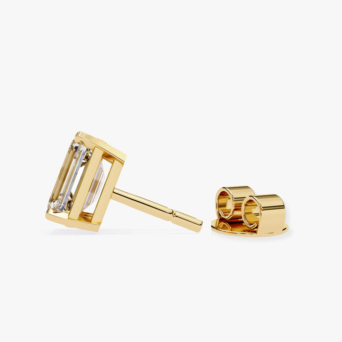 14K Gold Emerald Cut Lab Grown Diamond Stud Earrings, 0.50 CTW - 2 CTW