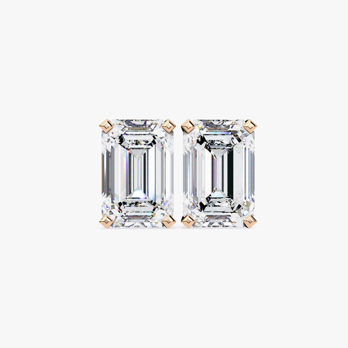14K Gold Emerald Cut Lab Grown Diamond Stud Earrings, 0.50 CTW - 2 CTW