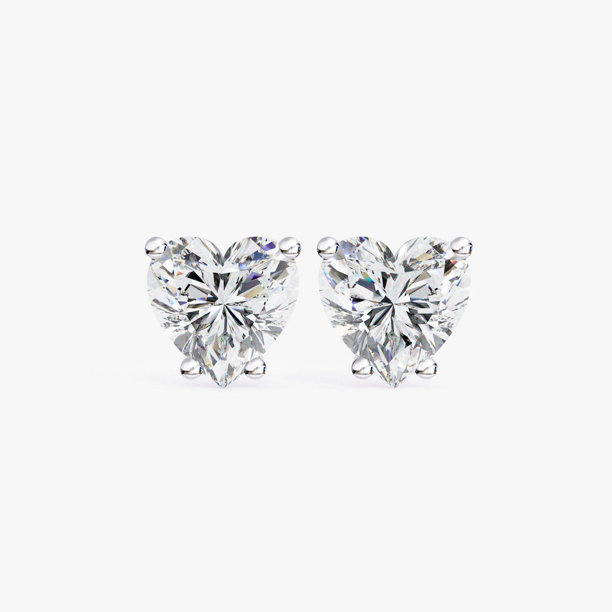 14K Solid Gold Heart Diamond Stud Earrings (0.50 - 1 ctw)