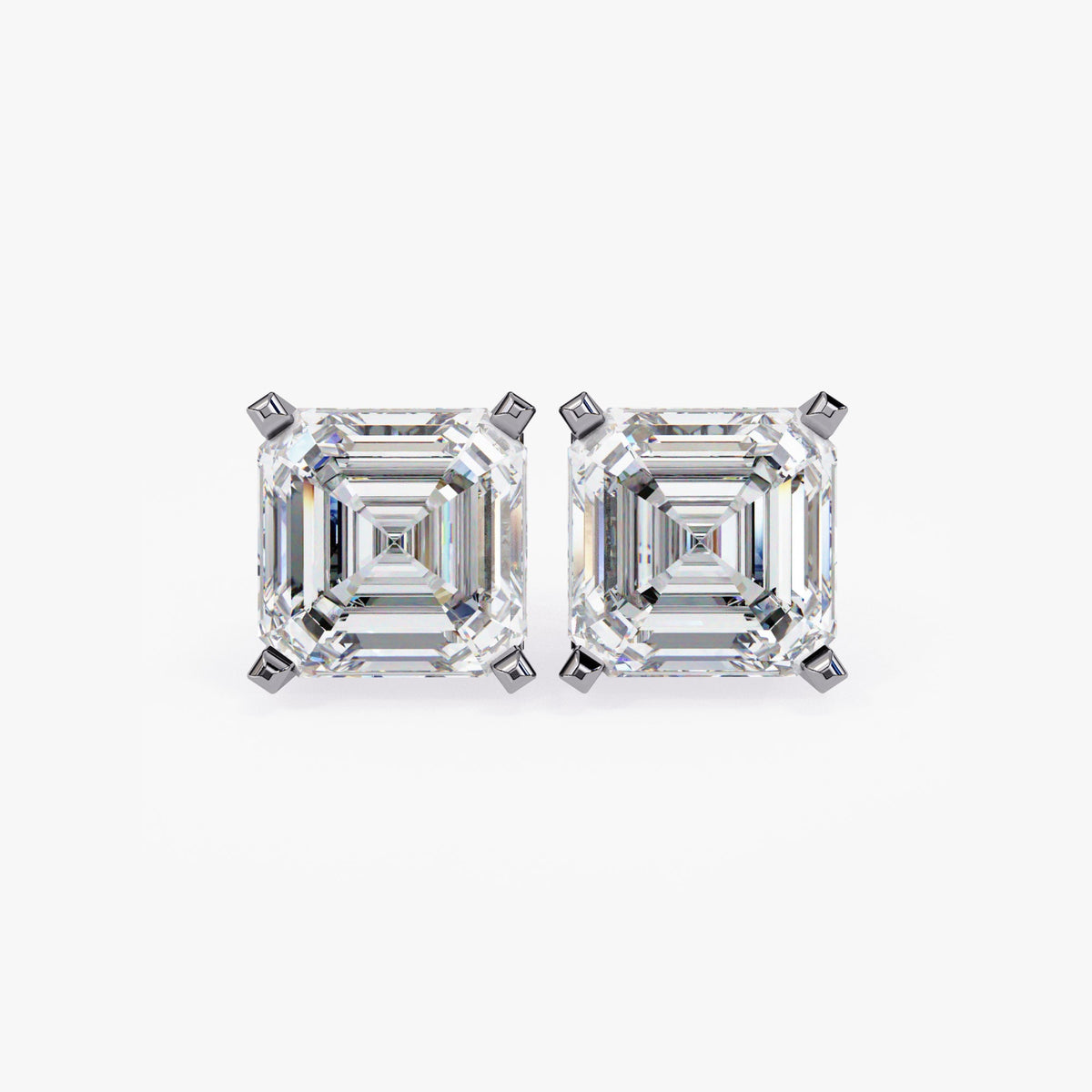 Asscher Cut Lab Grown Diamond 14K Gold Stud Earrings Diamond Solitaire Studs Gift for Her Minimalist Studs Dainty Bridal Earrings