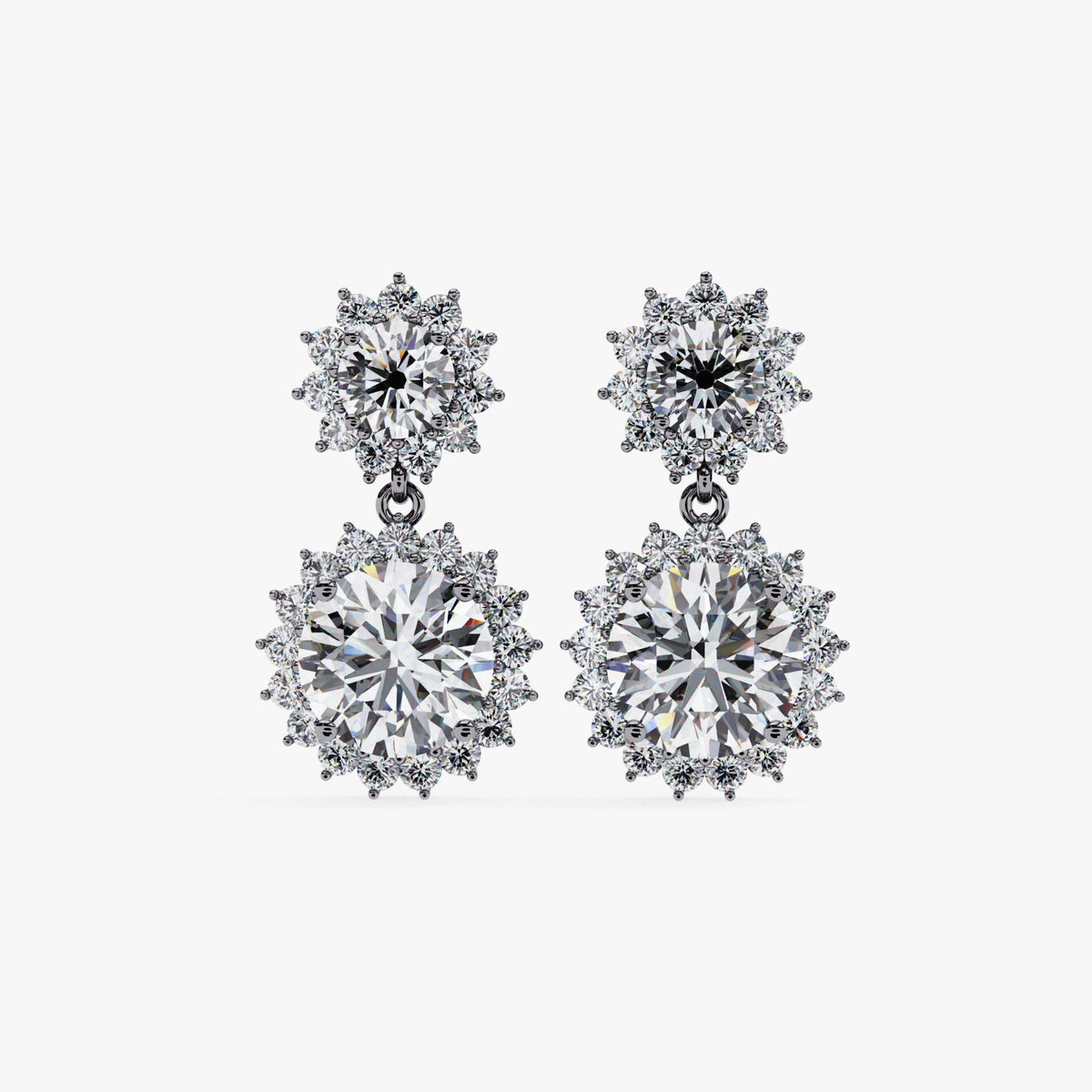 14K Gold Lab Grown Diamond Halo Dangle Earrings, 1.25 CTW, 13mm