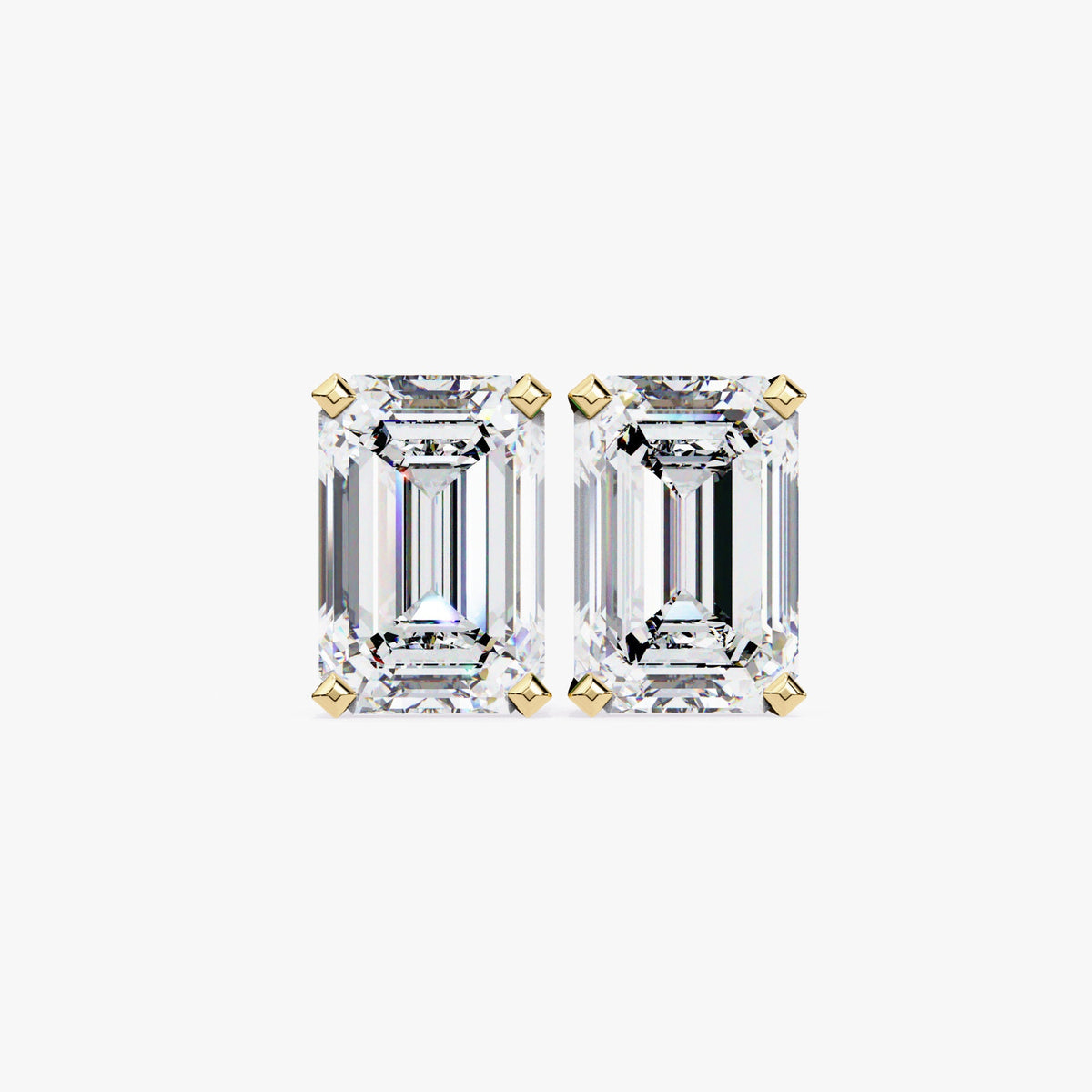 14K Gold Emerald Cut Lab Grown Diamond Stud Earrings, 0.50 CTW - 2 CTW