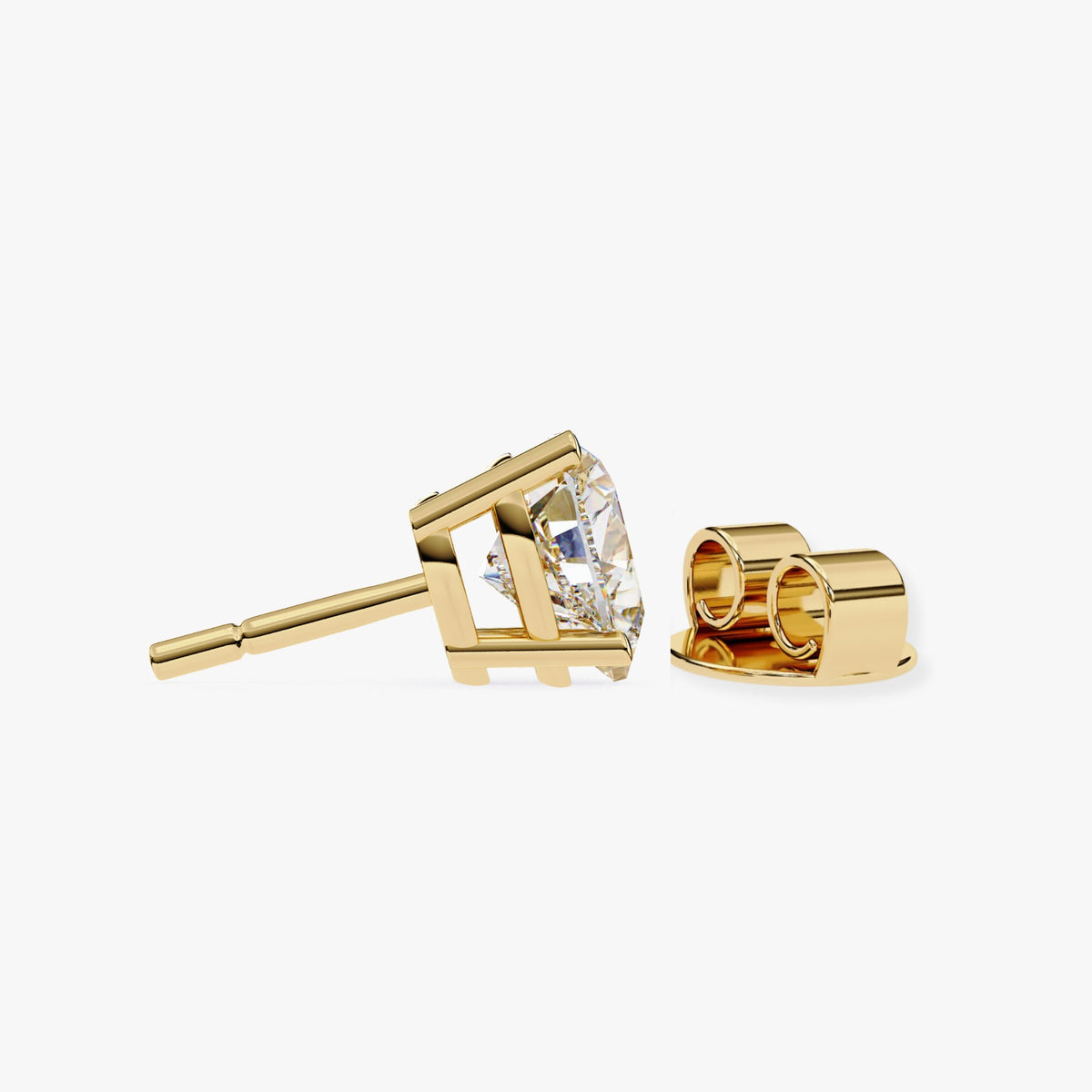 0.50 - 2 ctw Heart Cut Stud Earrings / Real 14K Solid Gold / Push Back Lab Grown Diamond / 4 Prong Heart Shaped Earrings