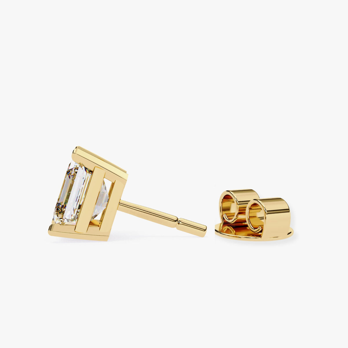 Asscher Cut Lab Grown Diamond 14K Gold Stud Earrings Diamond Solitaire Studs Gift for Her Minimalist Studs Dainty Bridal Earrings