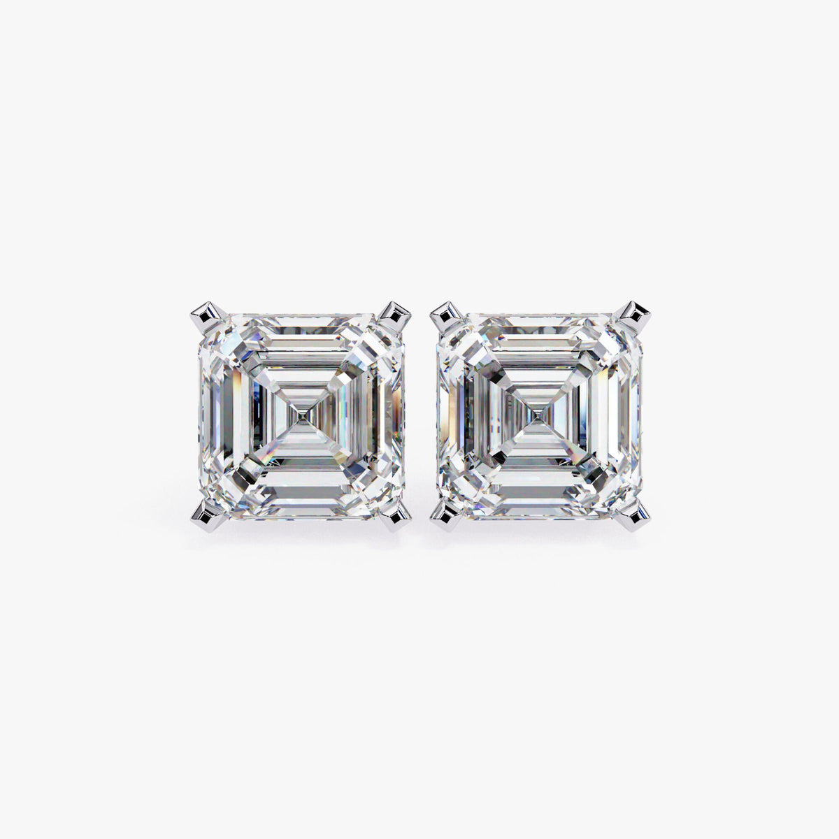 Asscher Cut Diamond Stud Earrings Natural Diamond Solitaire Studs 14K Solid Gold Gift for Her Minimalist Studs Dainty Bridal Earrings