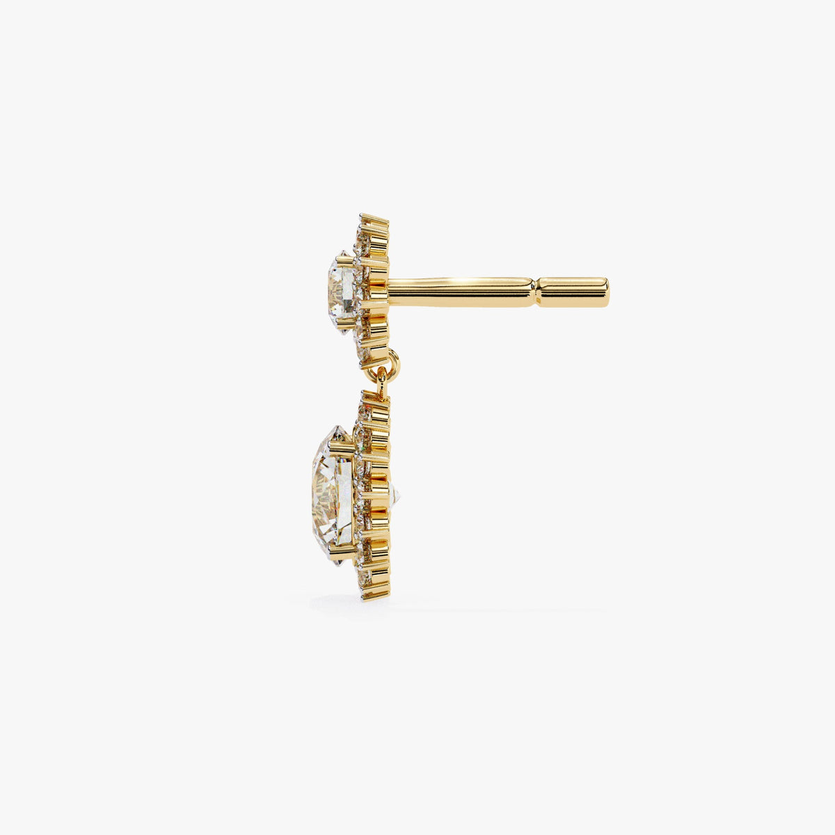 14K Gold Lab Grown Diamond Halo Dangle Earrings, 1.25 CTW, 13mm