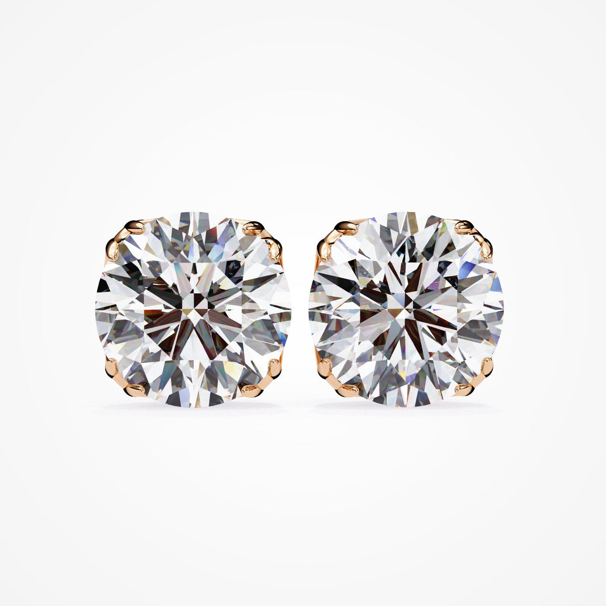 Natural Diamond Studs / Floral / 8 Prongs / 0.20 to 1ct total weight / 14K Solid Gold / White, Yellow, Rose Black Gold / SI GH / Push Back