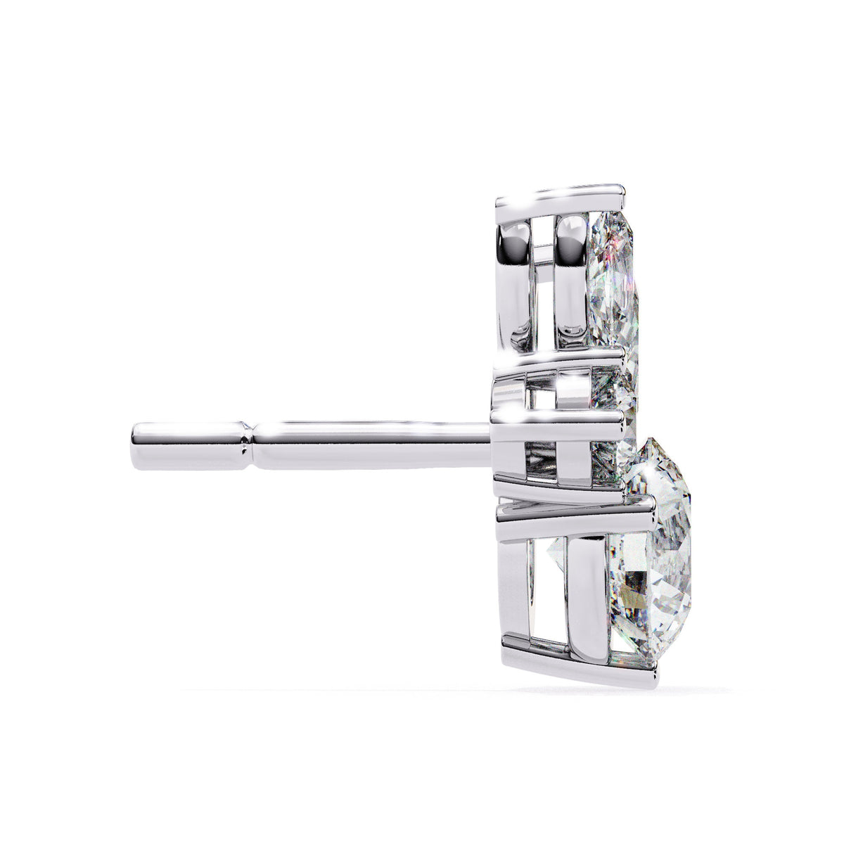 1.40 CT Round Marquise Natural Diamond Stud Earrings, 14K Gold Earrings, Prong Setting Unique Diamond Earrings, Dainty Women Wedding Earring