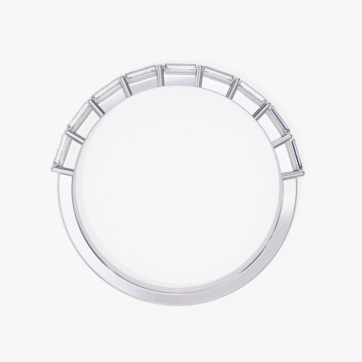 2/3 Ct TW Natural Diamonds, 14k Solid Gold, Diamond Band, Round and Baguette Diamonds, Half Eternity Band, Everyday Ring, East West Baguette