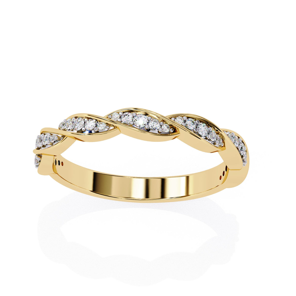 1/3 Ctw, 14K Solid Gold, Diamond Band, Vine Design, Twist Design, Wedding Band, Stacking Band, Round Brilliant Diamonds