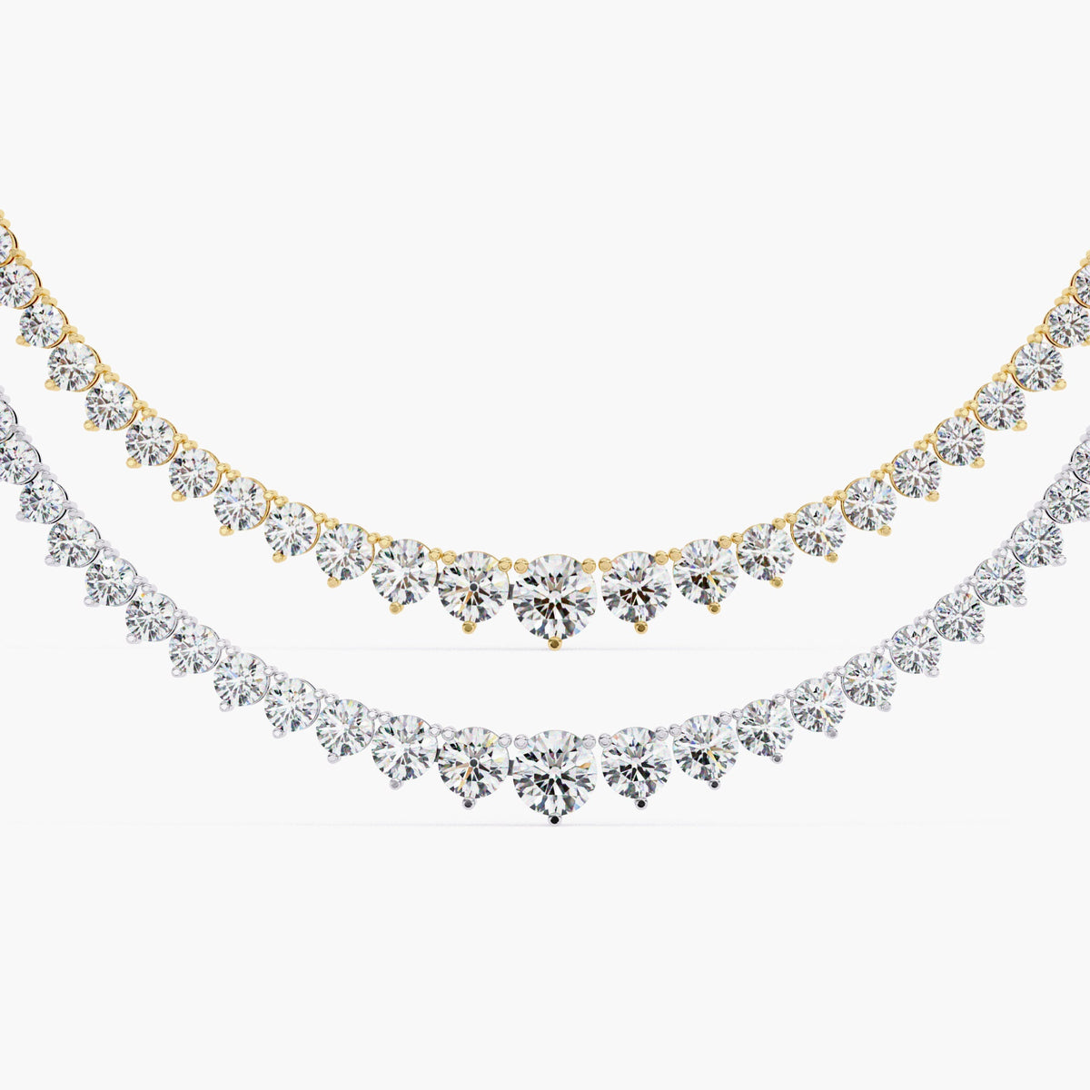 5 CTW Natural Diamond Graduated Tennis Necklace Half Way Riviera Choker 14K Solid Gold