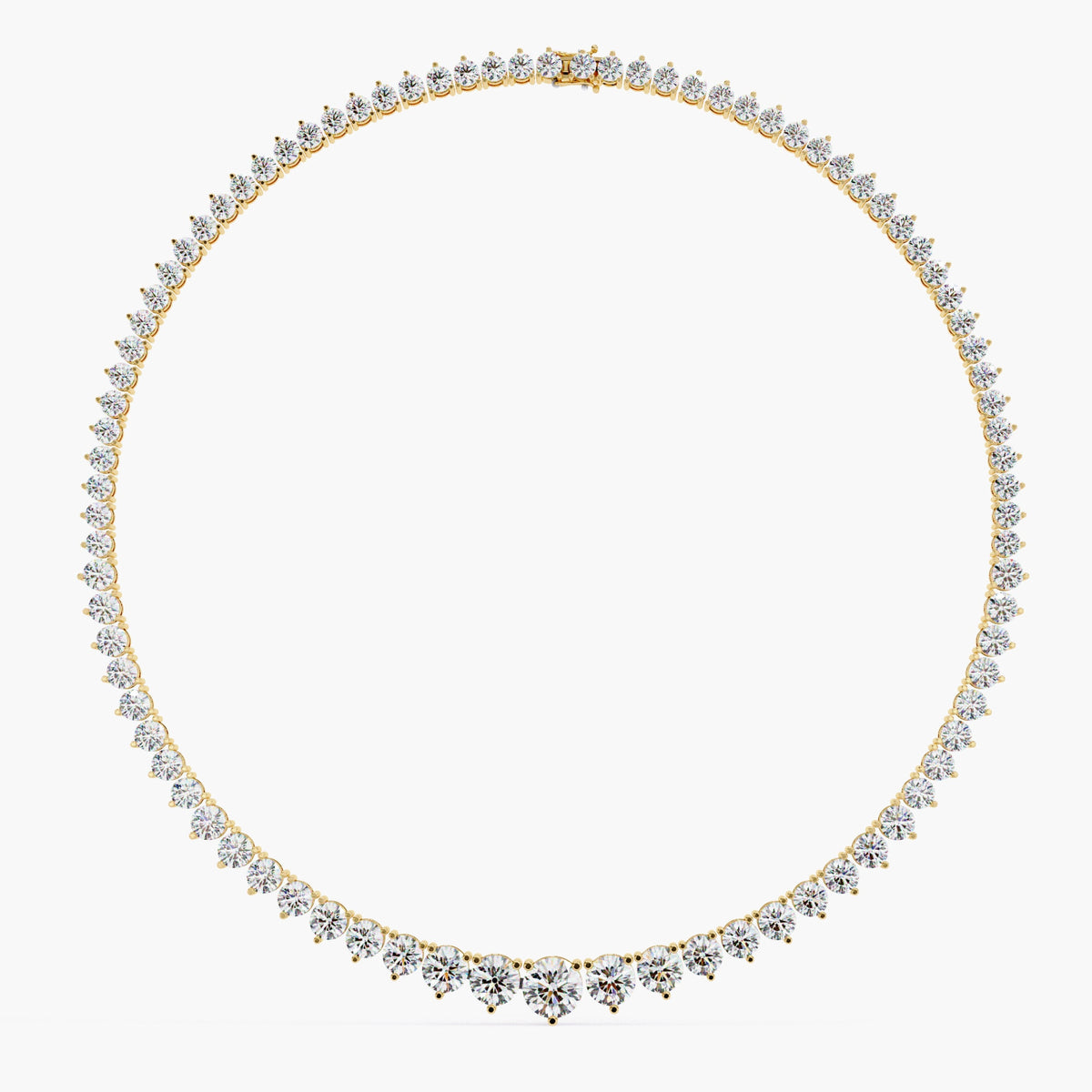 5 CTW Natural Diamond Graduated Tennis Necklace Half Way Riviera Choker 14K Solid Gold