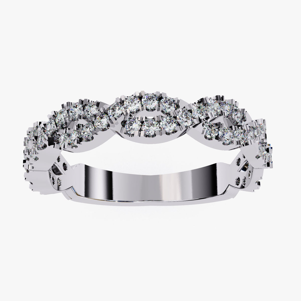 14k Gold Twist Band Ring: 0.50 CT Round Natural Diamond Engagement Ring