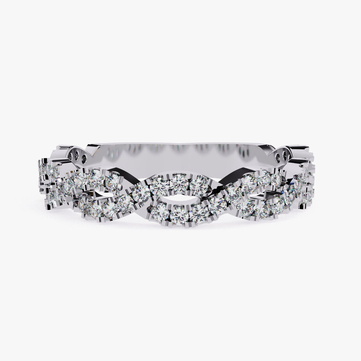 14K Twist Diamond Ring: 0.50 Ctw Half Eternity Infinity Wedding Band