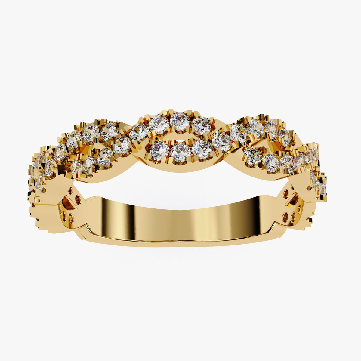 14K Twist Diamond Ring: 0.50 Ctw Half Eternity Infinity Wedding Band