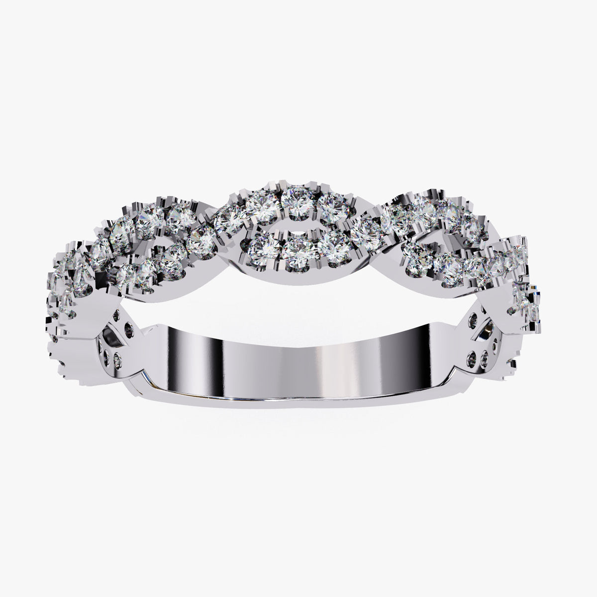 14K Twist Diamond Ring: 0.50 Ctw Half Eternity Infinity Wedding Band