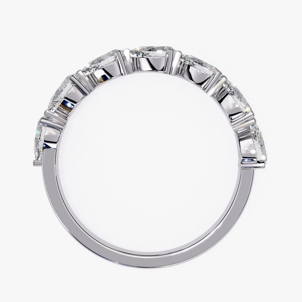 1.20 CTW Pear Lab Grown Diamond Ring: 14k Gold Half Eternity Band