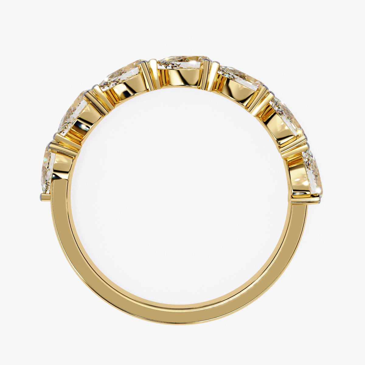 1.20 CTW Pear Lab Grown Diamond Ring: 14k Gold Half Eternity Band