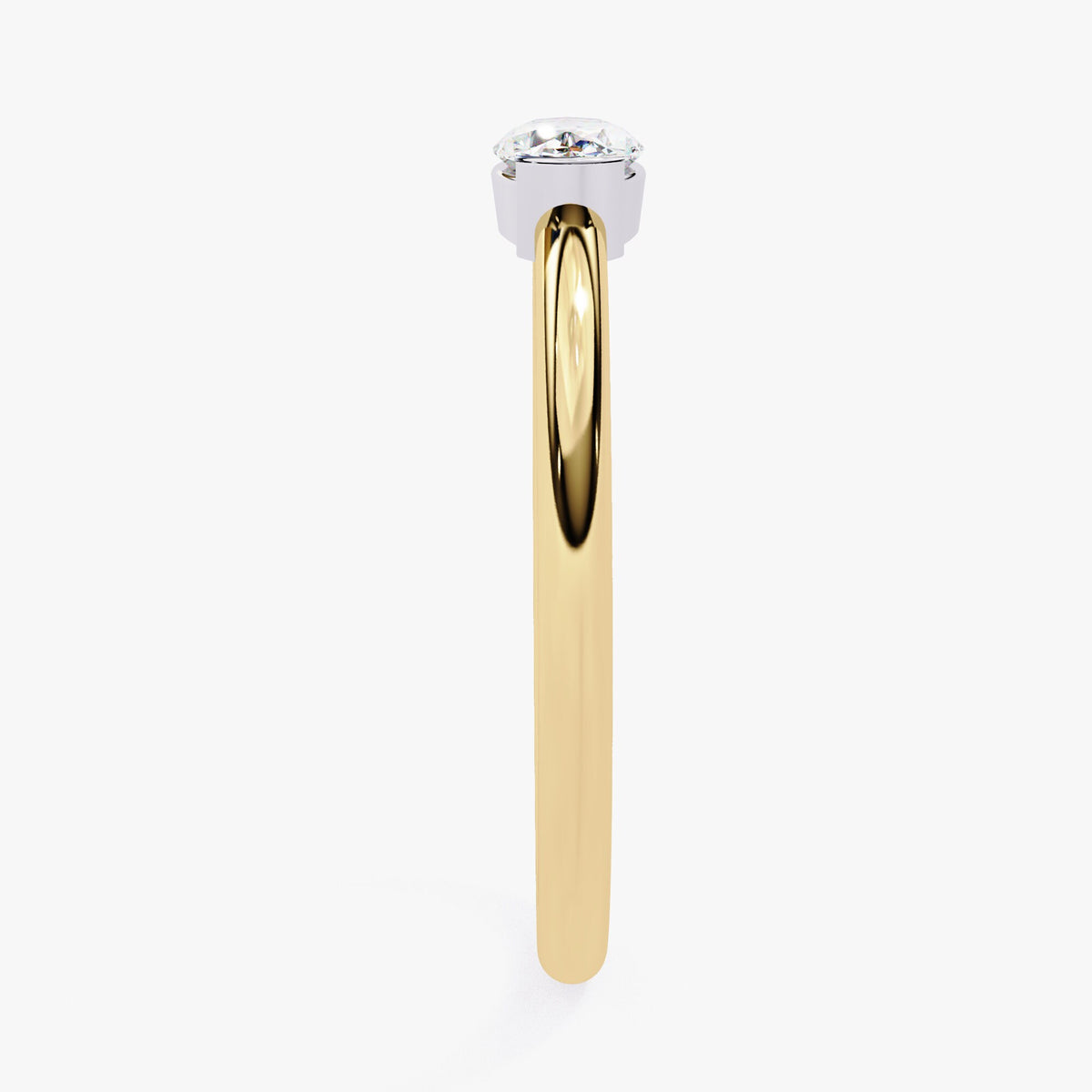 0.30Ct East West Oval Diamond Ring: 14k Gold Bezel Solitaire