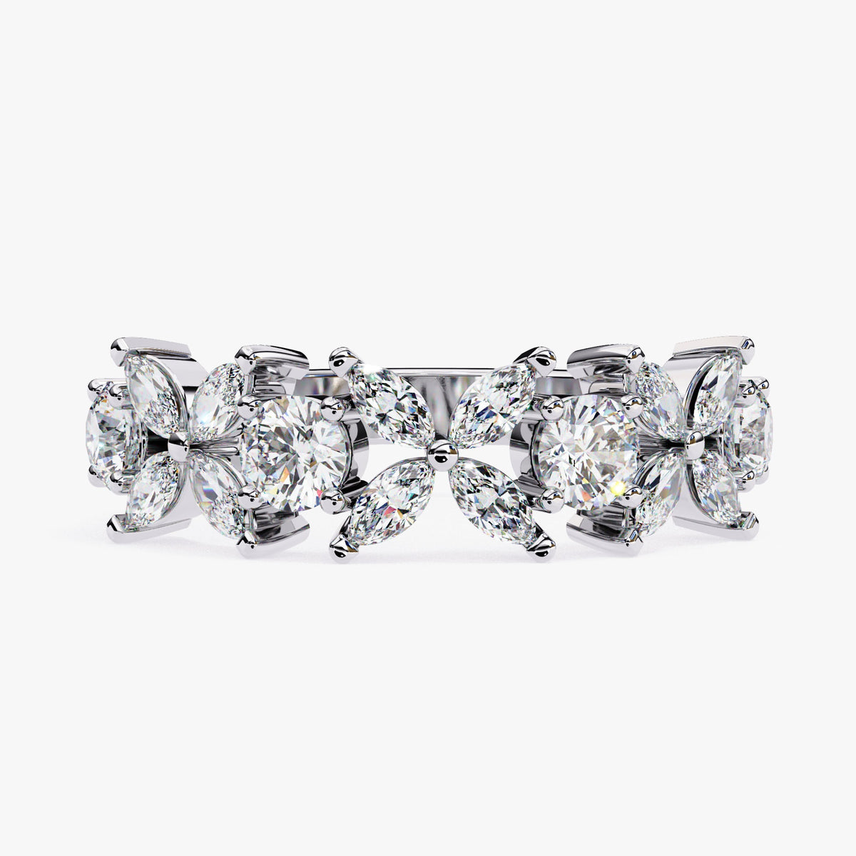 1.05 CTW Floral Lab Grown Diamond Ring: 14k Gold Wedding Band