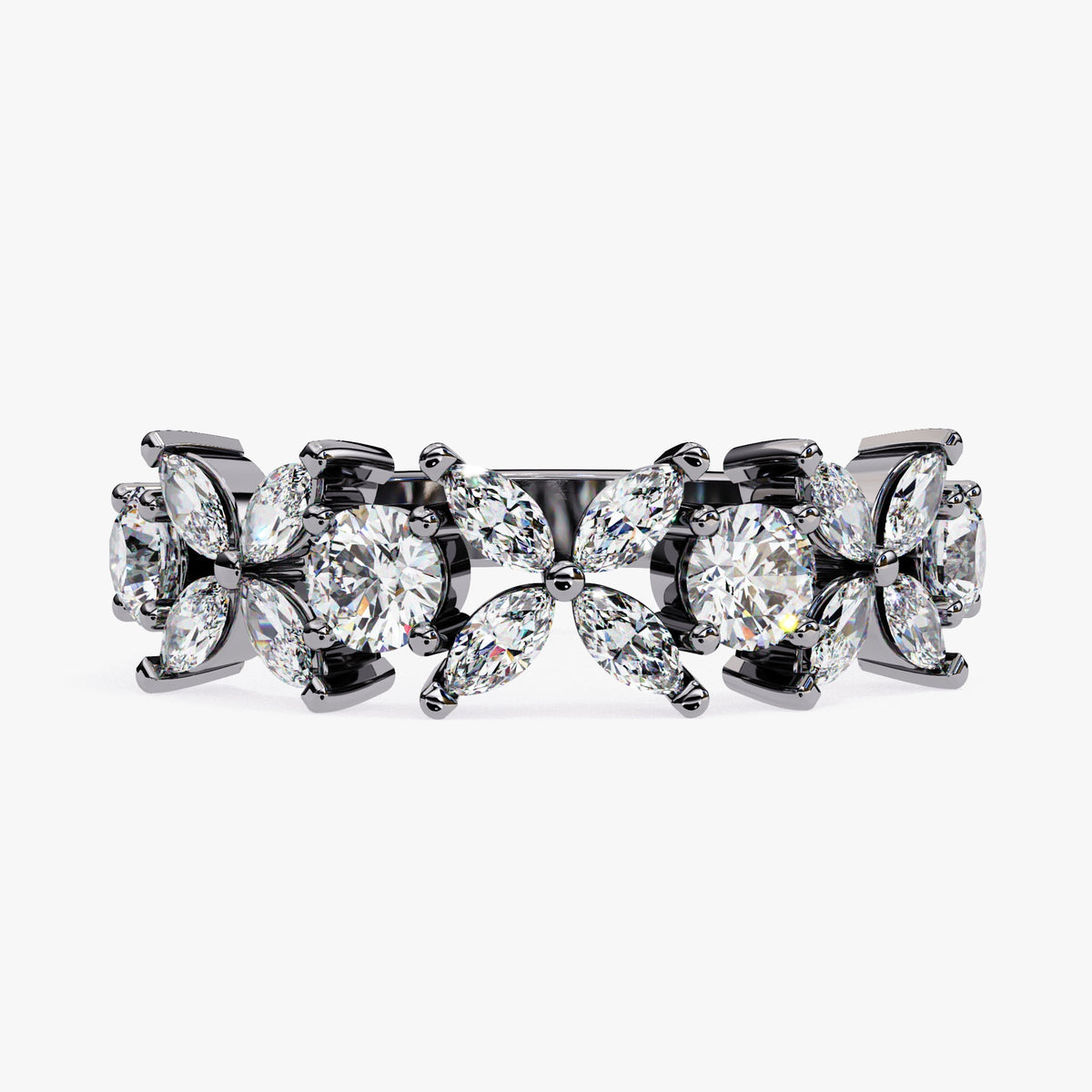 1.05 CTW Floral Lab Grown Diamond Ring: 14k Gold Wedding Band