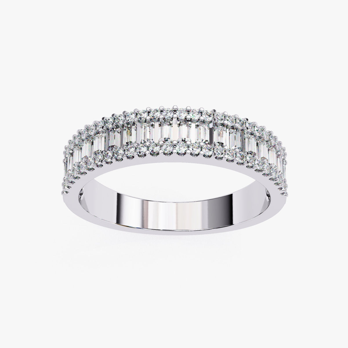 Baguette Lab Grown Diamond Ring: 14k Gold Half Eternity Band for Wife (0.60 Ct)