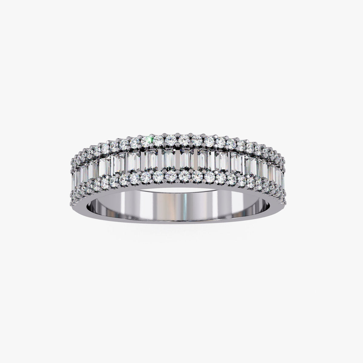 Baguette Diamond Ring: 0.60 CT Half Eternity 14k Gold Band