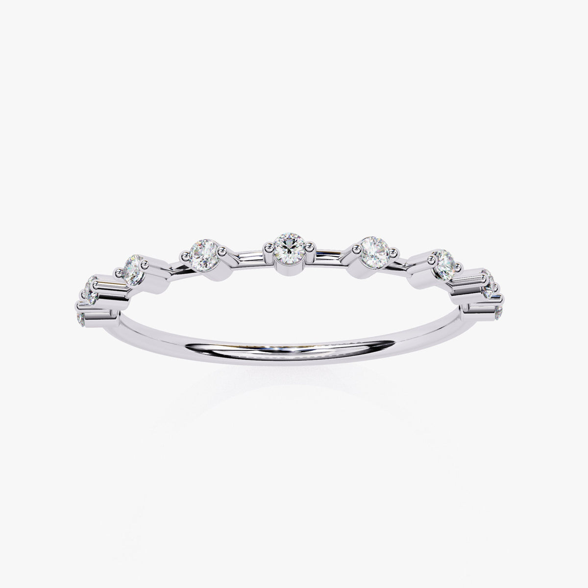 Dainty 14k Gold Diamond Wedding Band: 0.10Ct Minimalist Stacking Ring