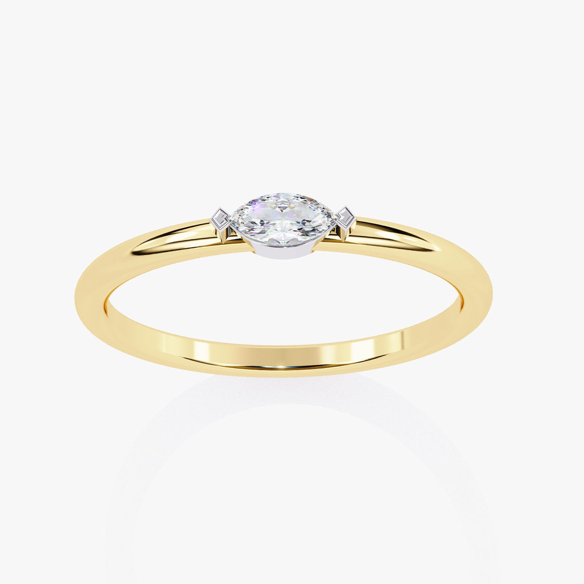 Marquise Diamond Wedding Band, 0.10 CT Natural Diamond, 14K White Gold Solitaire Ring