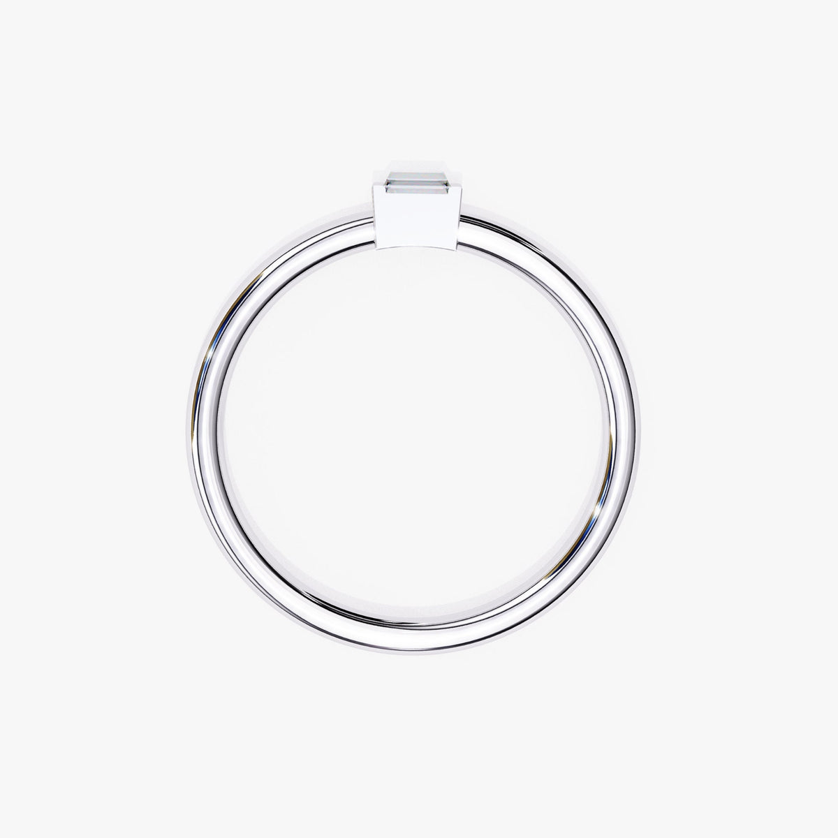 Baguette Lab Grown Diamond Ring: 14k Gold Half Bezel Band (0.10Ct)