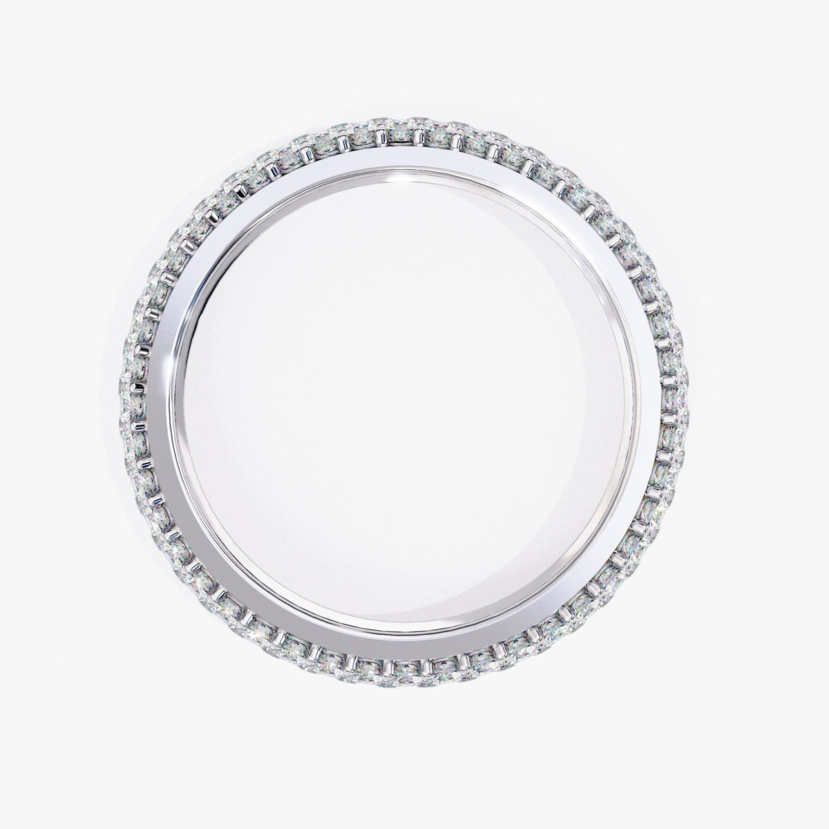 2 CT Round Natural Diamond Ring: 14K Gold Wide Band Eternity
