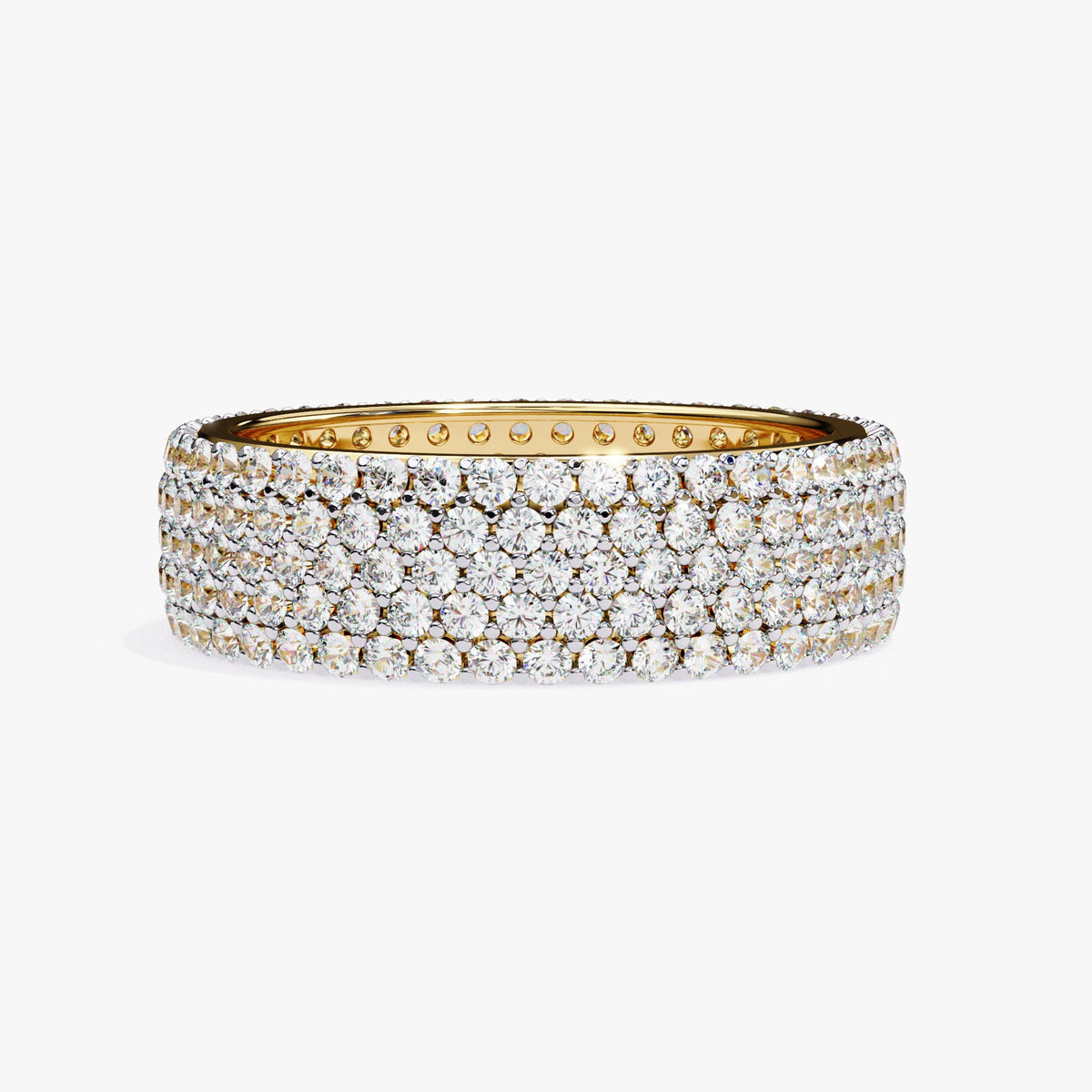 2 CT Round Lab Grown Diamond Ring: 14K Gold Multi Row Eternity Band