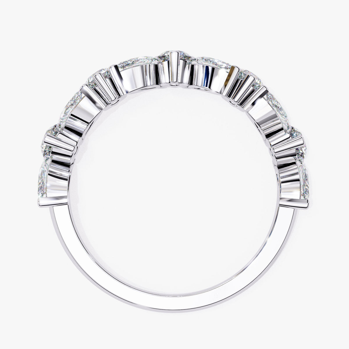 1 CTW Lab Grown Diamond Ring: 14K Gold Marquise & Round Half Infinity Band