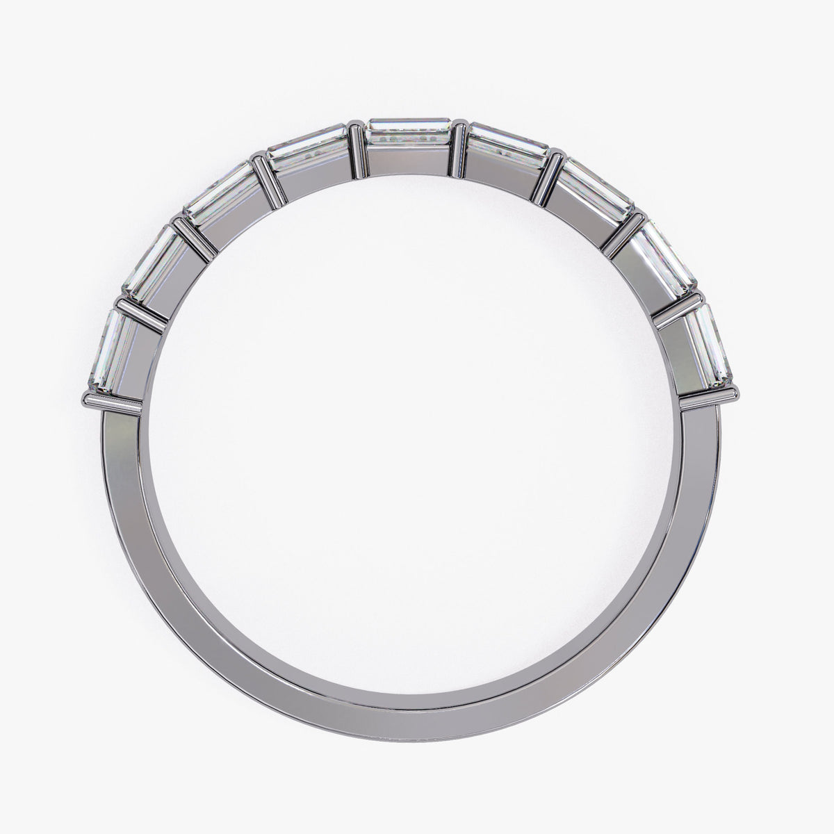 0.70 CT Baguette Diamond Ring: 14K Gold Half Eternity Band