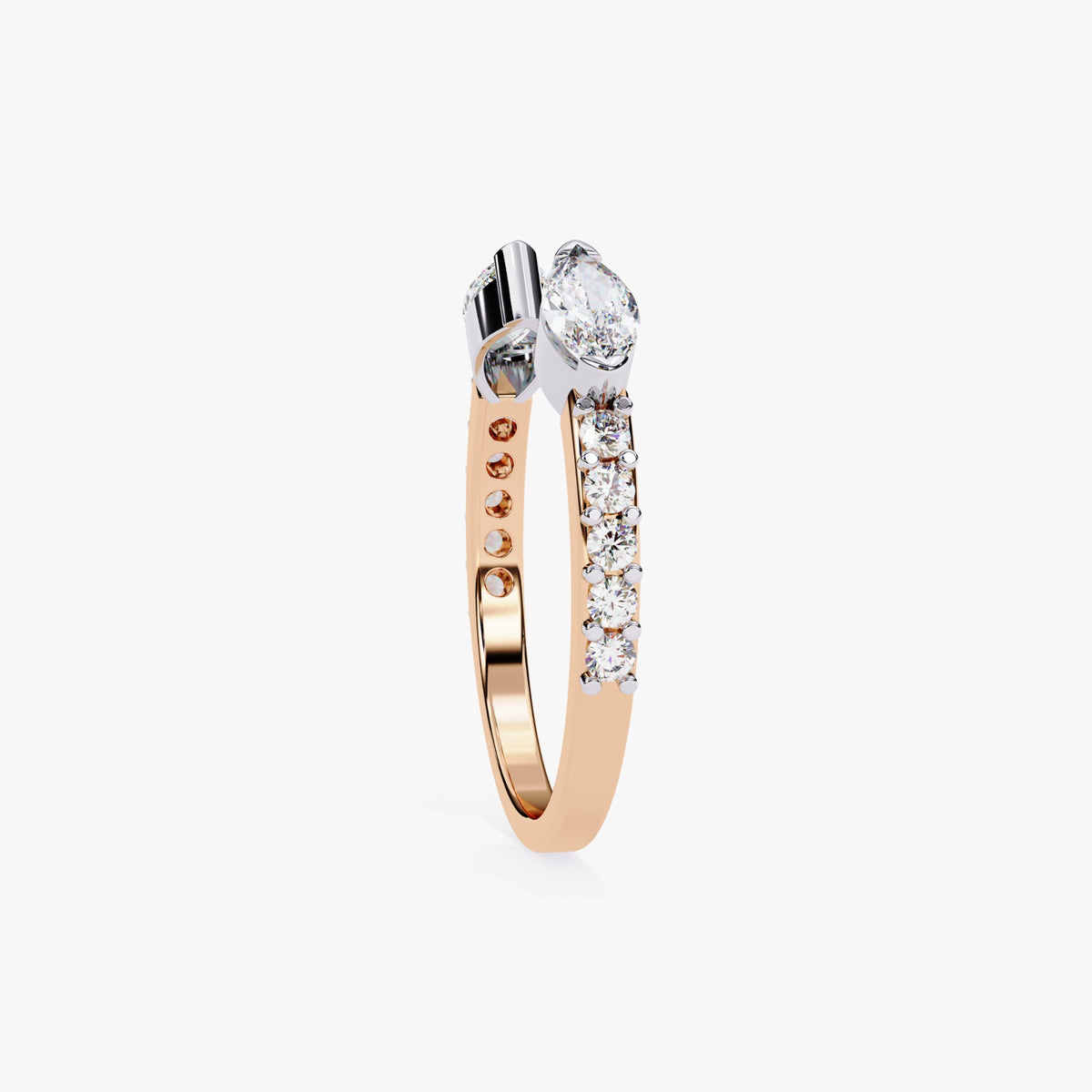 Lab Grown Diamond Marquise Ring: 14K Gold Open Band, Prong Set (0.50Ct)
