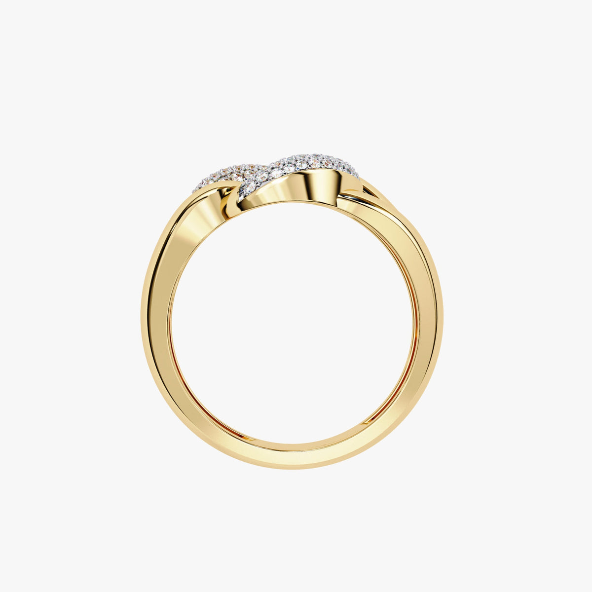 14k Gold Chain Link Diamond Ring: 0.15Ct Split Shank Statement Ring