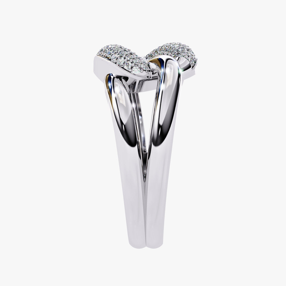 14k Gold Chain Link Diamond Ring: 0.15Ct Split Shank Statement Ring