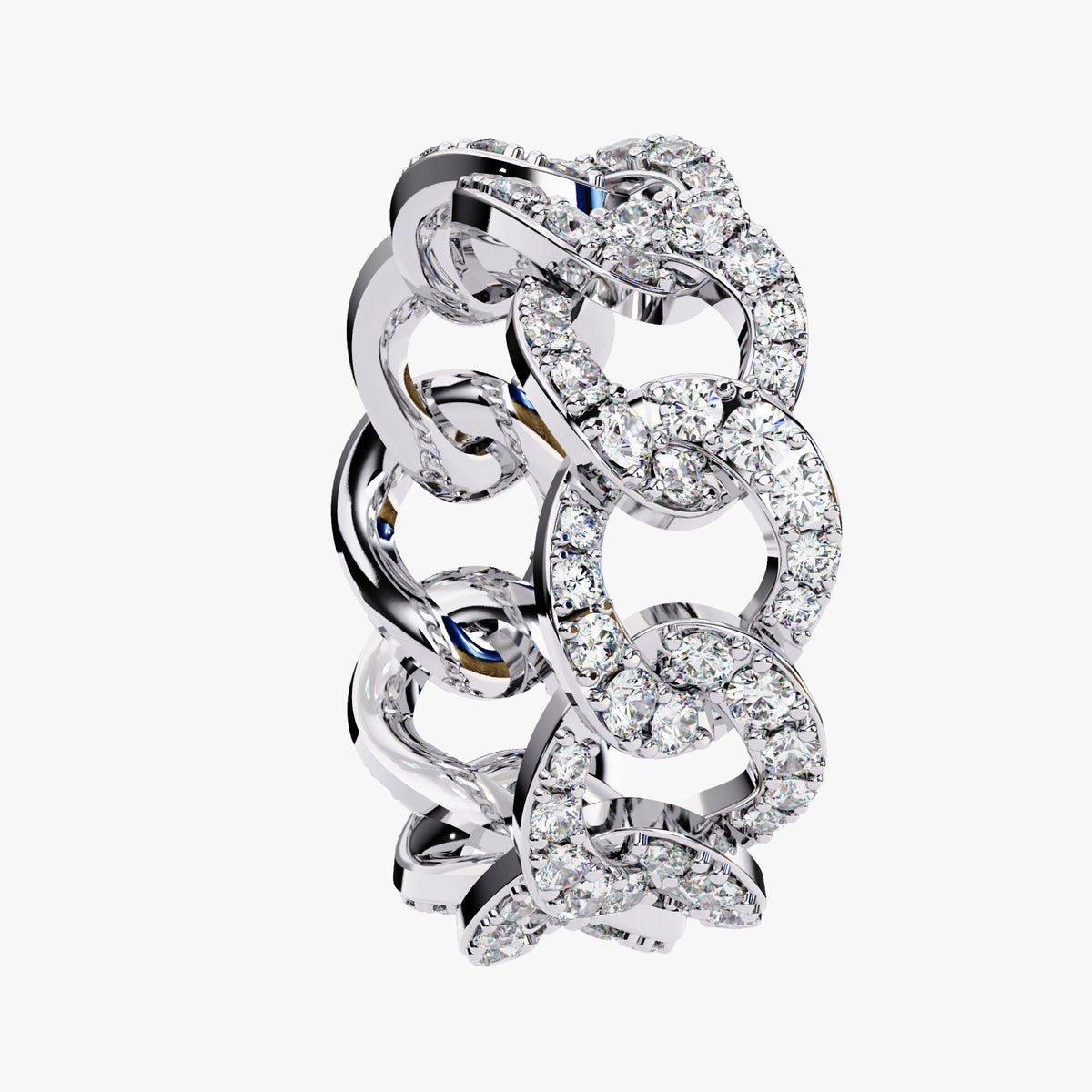 1.40 Ct Lab Grown Diamond 14k Gold Chain Link Ring