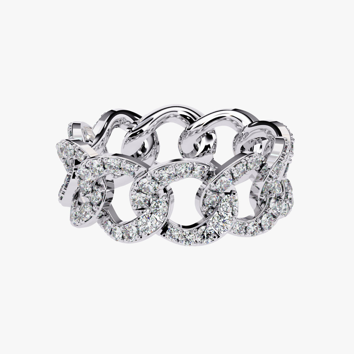 1.40 Ct Natural Diamond 14k Gold Chain Link Eternity Ring