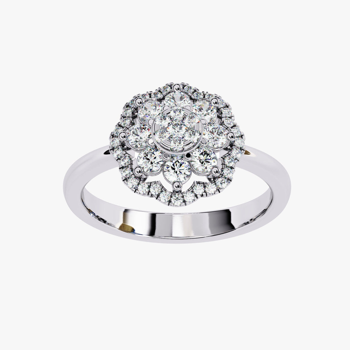 0.50 CT Floral Diamond Ring: 14k Gold Flower Promise Ring