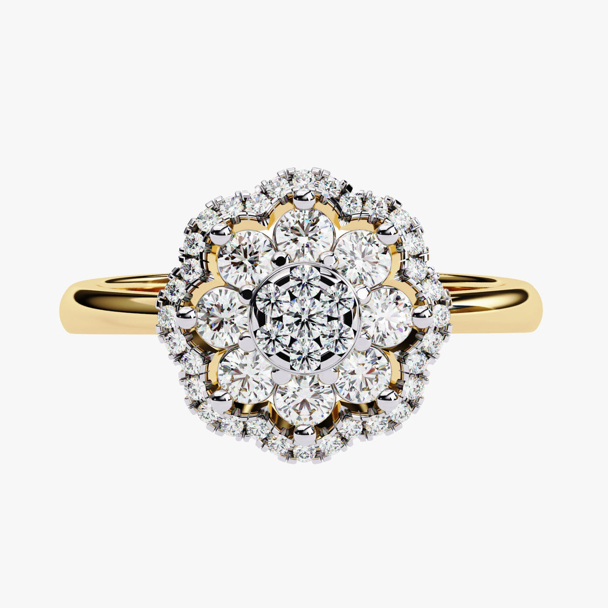 0.50 CT Floral Diamond Ring: 14k Gold Flower Promise Ring