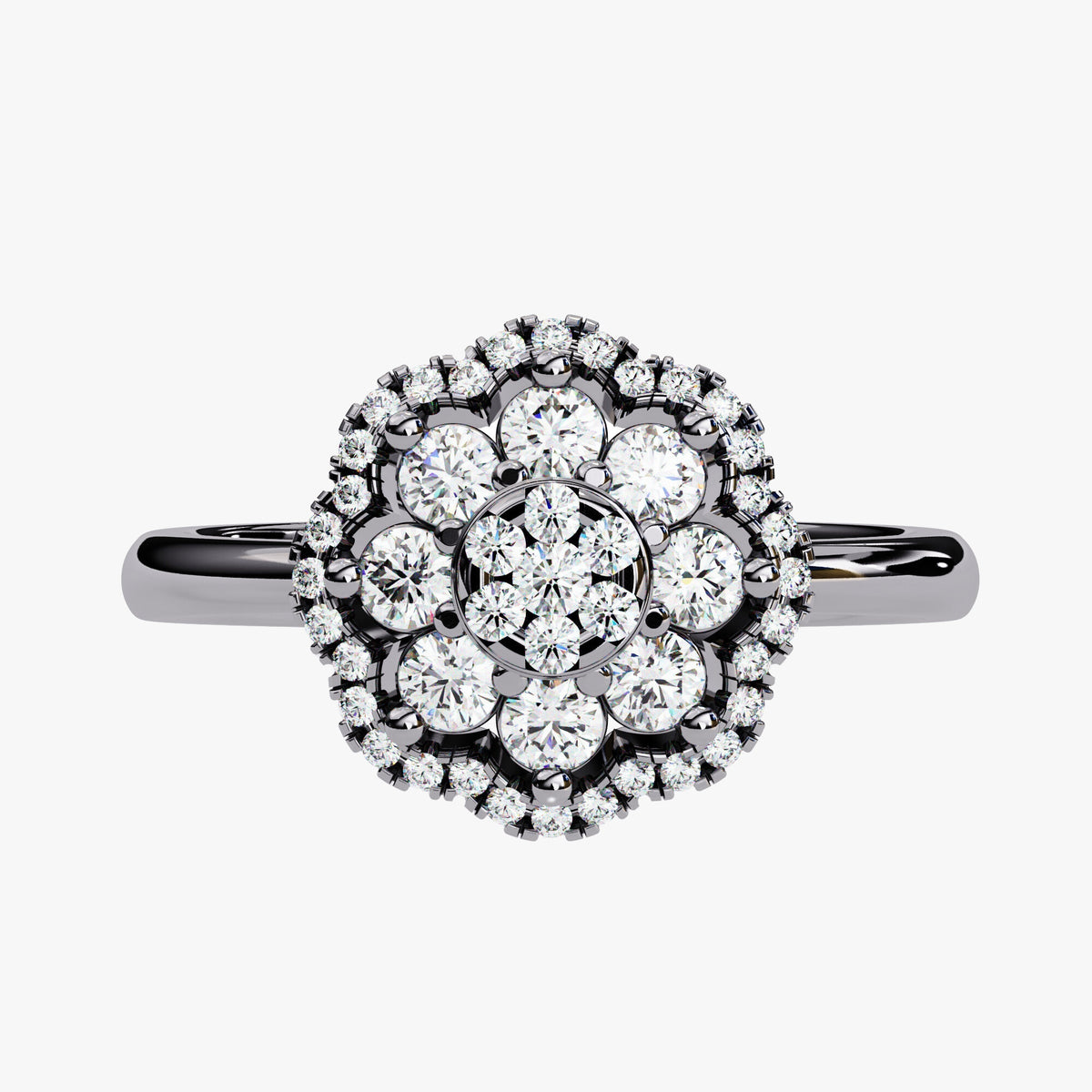 0.50 CT Floral Diamond Ring: 14k Gold Flower Promise Ring