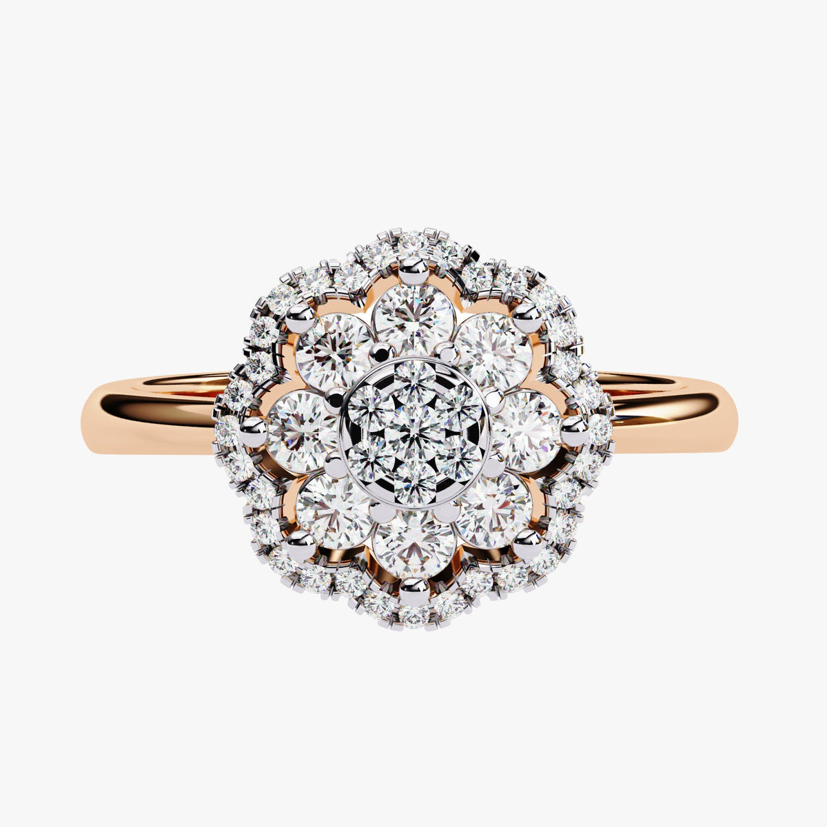 0.50 CT Floral Diamond Ring: 14k Gold Flower Promise Ring
