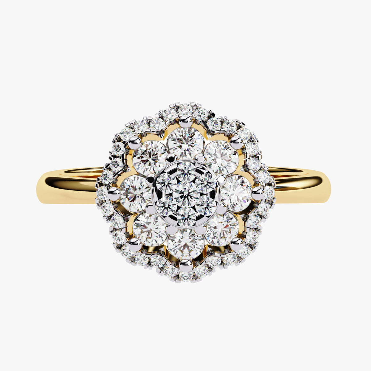Floral Lab Grown Diamond Ring: 14k Gold Flower Cluster Engagement Ring 0.50Ct