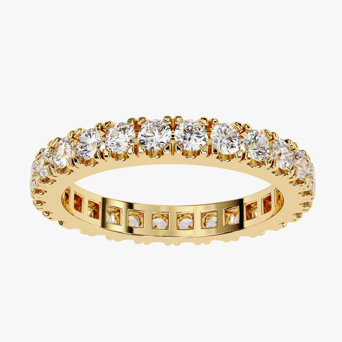 1.35 CT Diamond Eternity Band Ring: 14k Gold Anniversary Ring, 2.4MM