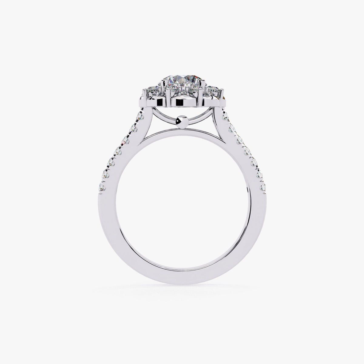 Unique Vintage Style Floral Diamond Halo Engagement Ring Lab Grown Diamond Ring Eco-Friendly Round Diamond Ring Flower Engagement Ring