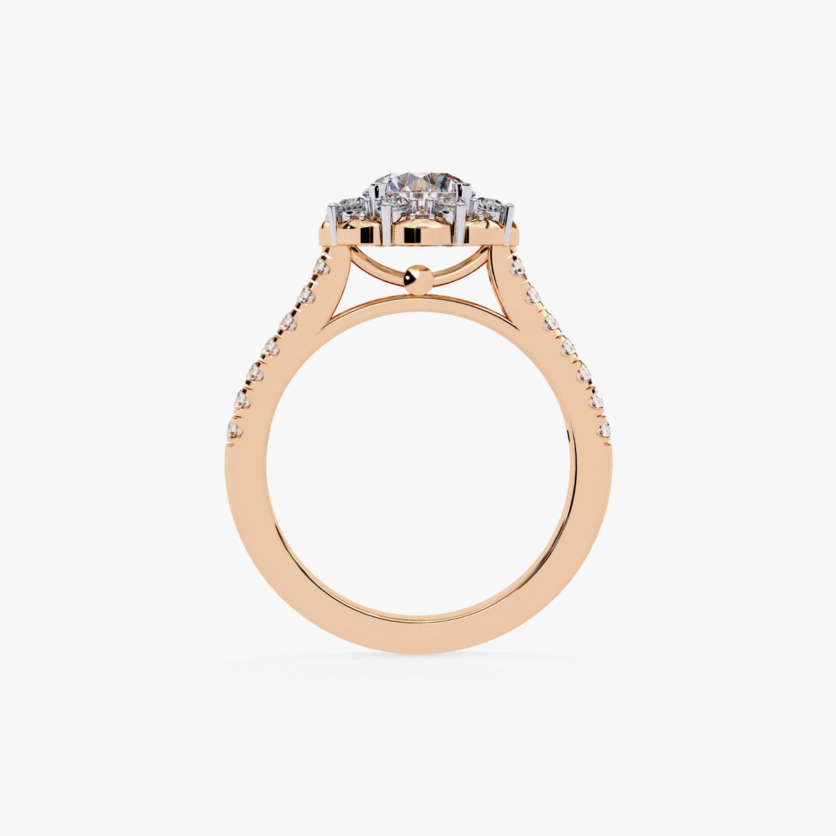 Unique Vintage Style Floral Diamond Halo Engagement Ring Lab Grown Diamond Ring Eco-Friendly Round Diamond Ring Flower Engagement Ring