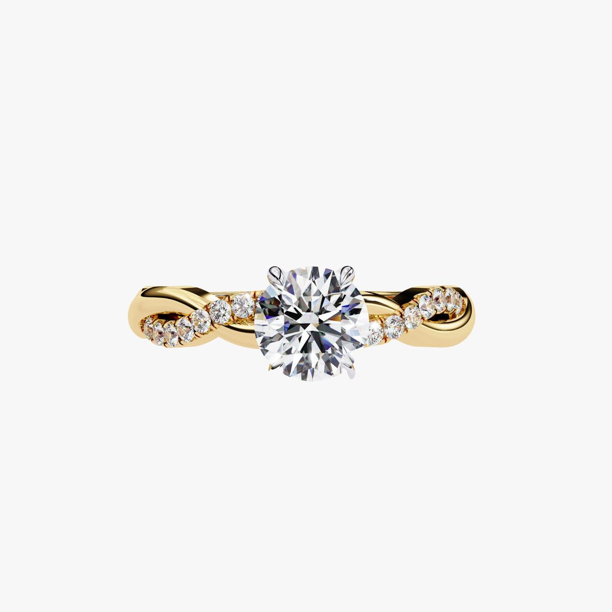 Lab Grown Diamond Engagemeng Ring Lab Created Diamond Ring 14K Solid Rose Gold White Gold Round Promise Proposal Ring Twist Band Design