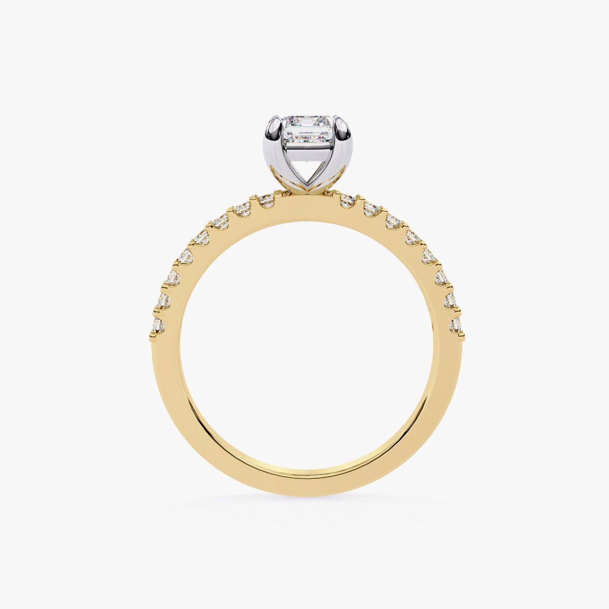 Emerald Cut Lab Grown Diamond Engagement Ring 1.75 ct White Gold Lab Created Diamond Ring Diamond Pave Band Emerald Shape Bridal Ring