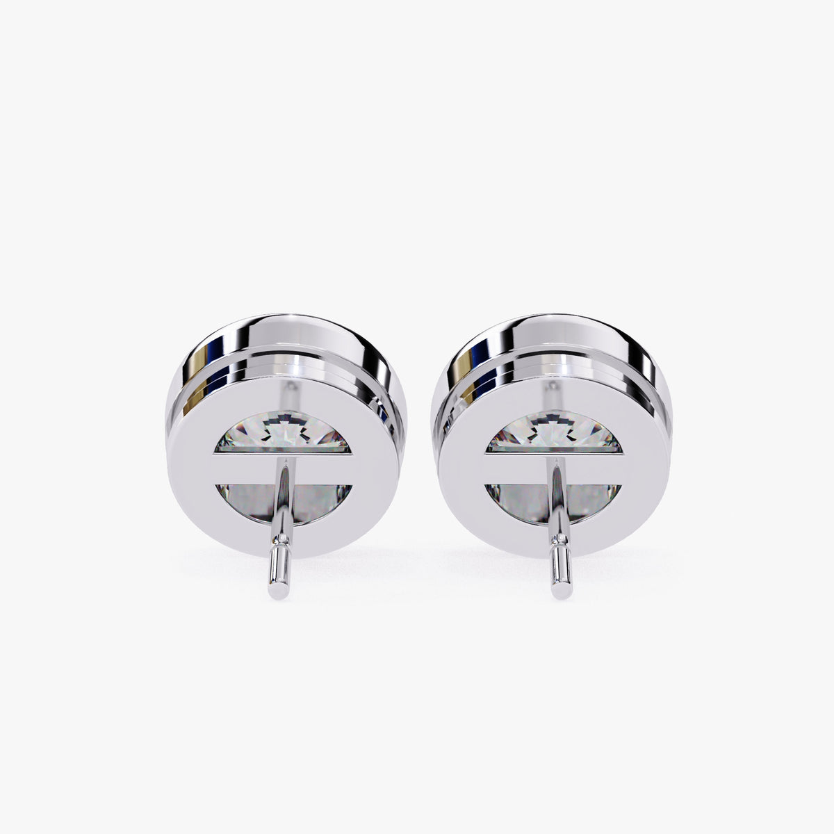14K Gold Bezel Diamond Stud Earrings: 0.50-1 CT Round Solitaire